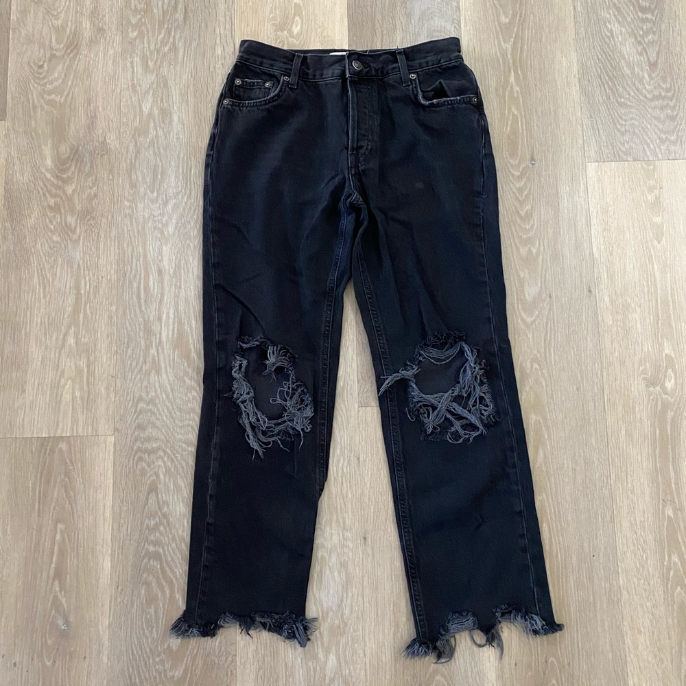 Free People ​Maggie Mid Rise Distressed Wide Leg Jeans